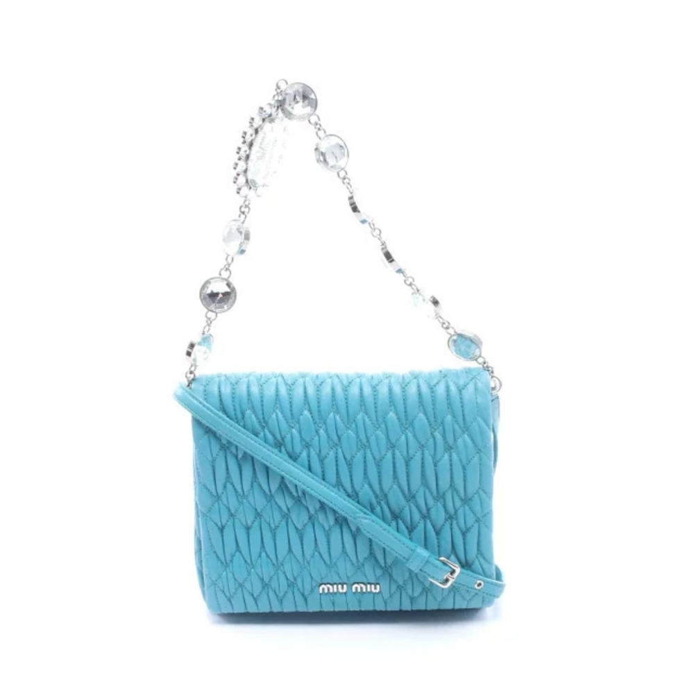 Miu MIu NAPPA CRISTAL Handbag Leather Blue
